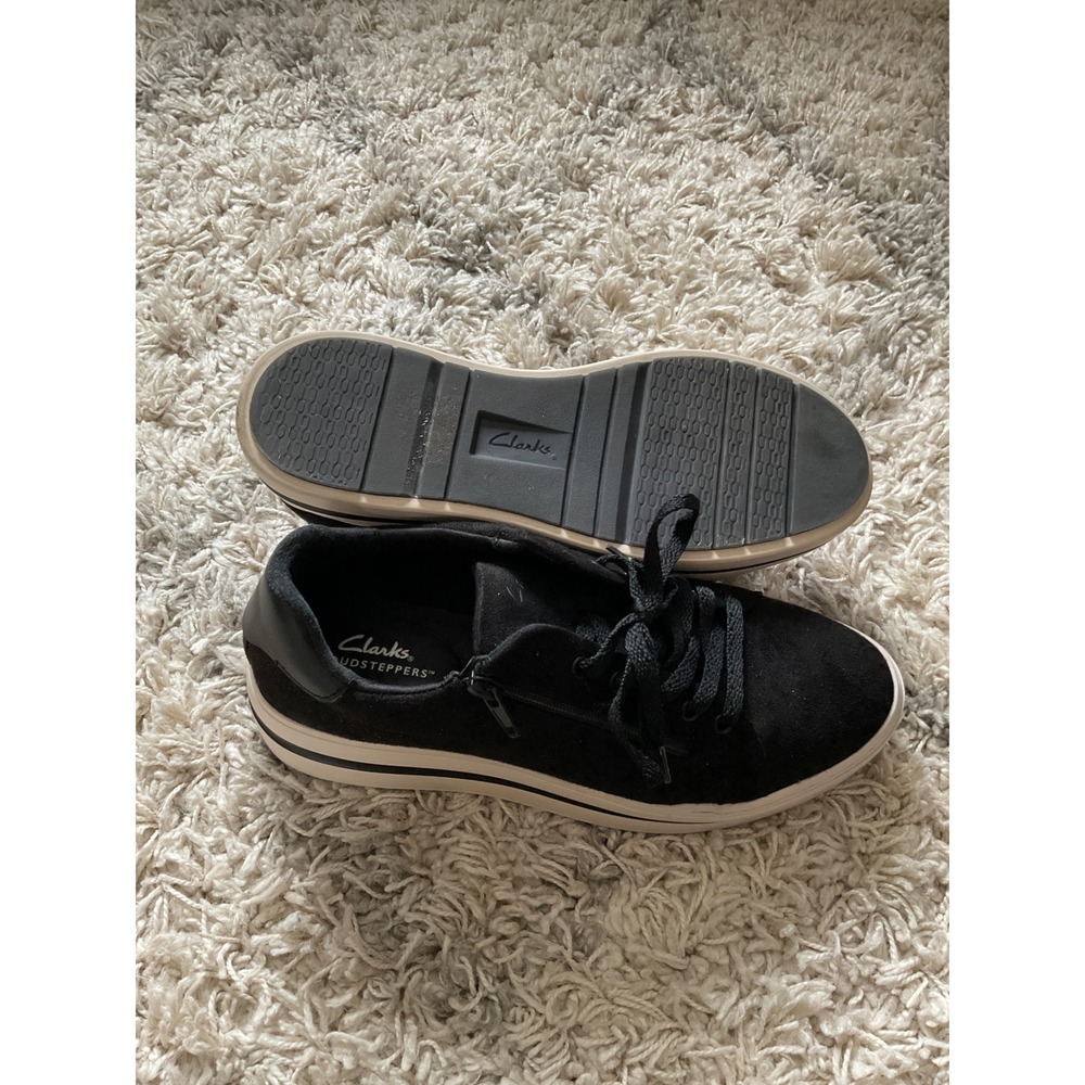 Clarks Cloudsteppers Black Suede Platform Side Zi… - image 7